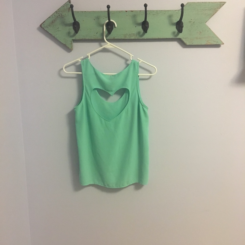 Turquoise top with heart cutout , size medium